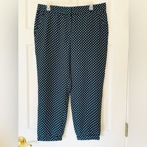 Ann Taylor Pull-On Navy & White Geometric Pants | Easy Chic Comfort